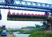 Span by span erection with launching gantry